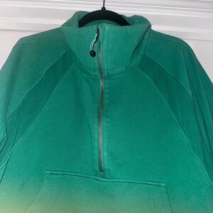 Green lululemon scuba half zip cropped funnel neck